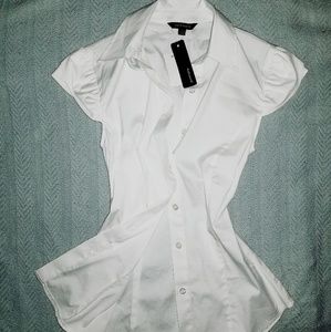 NZ Portman's Buttondown Petal Cap Sleeve Blouse, S